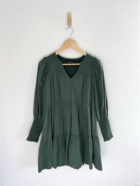 Pomander Place Tuckernuck Women's Ceci Mini Swing Dress Jaguar Green Smock Sz XS